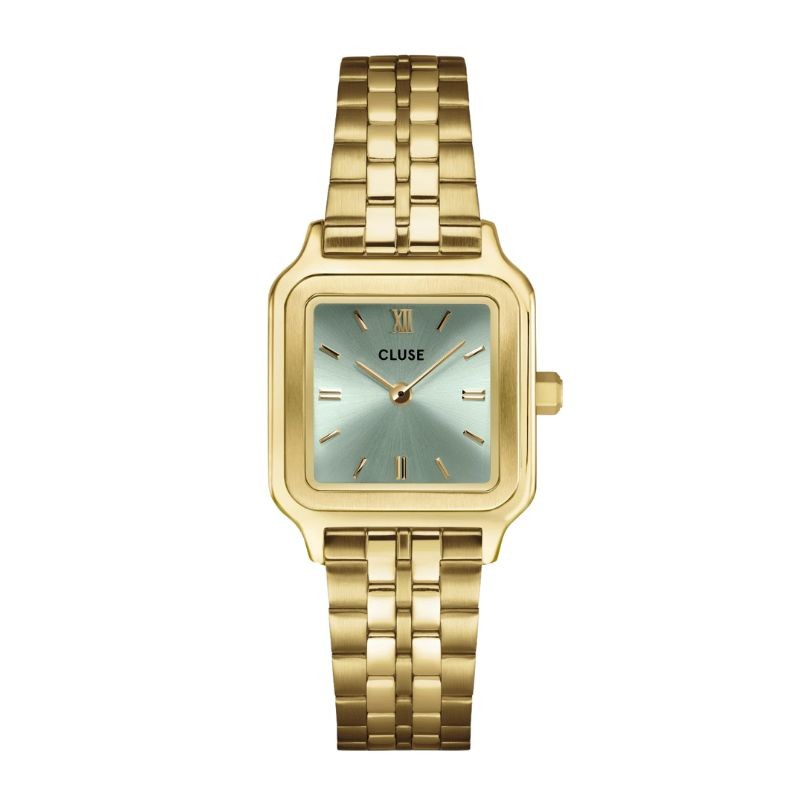 Montre Gracieuse Petite Steel Sage Green, cadran carré & bracelet oyster - CLUSE Montre Gracieuse Petite Steel Sage Green, cadran carré & bracelet oyster - CLUSE
