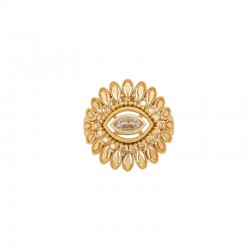 Bague large AYLA ROSE doré - Oeil zircons champagne & rose TAILLE 52
