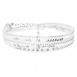 Bracelet 2 tours BLANC DELICAT en argent, cordons & Perles blanches Doriane Bijoux