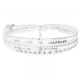 Bracelet 2 tours BLANC DELICAT en argent, cordons & Perles blanches Doriane Bijoux