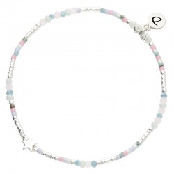 Bracelet élastique l'ETOILE BOHEME en Argent - Etoile & Perles en Miyuki bleu rose - DORIANE Bijoux