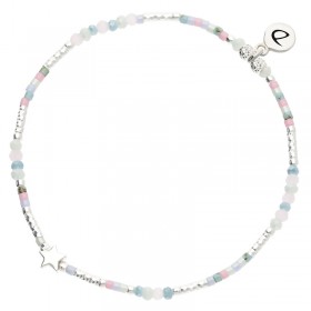 Bracelet élastique l'ETOILE BOHEME en Argent - Etoile & Perles en Miyuki bleu rose - DORIANE Bijoux