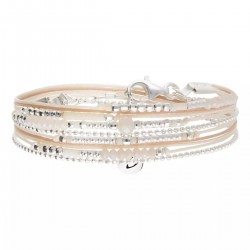 Bracelet 2 tours ATLANTA en argent, cordons & Miyukis beige écru DORIANE BIJOUX