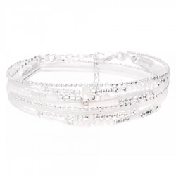 Bracelet 2 tours ATLANTA en argent, cordons & Miyukis Blanc Opaline DORIANE BIJOUX