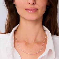 Bracelet 3 tours élastique SANTA GIULIA en Argent - Rose pastel corail TAILLE M