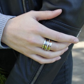 Bague large Argent & 2 Ors & Zirconium - LA MAGNIFIQUE