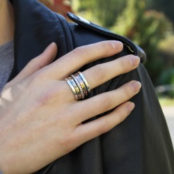 Bague large Argent & 2 Ors & Zirconium - LA MAGNIFIQUE - THEMA