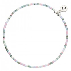 Bracelet élastique LE MIYUKI en Argent - Perles bleu rose DORIANE BIJOUX