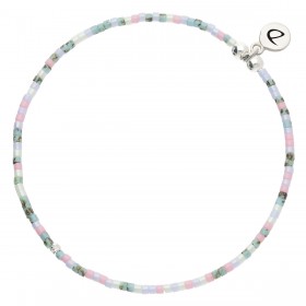Bracelet élastique LE MIYUKI en Argent - Perles bleu rose DORIANE BIJOUX