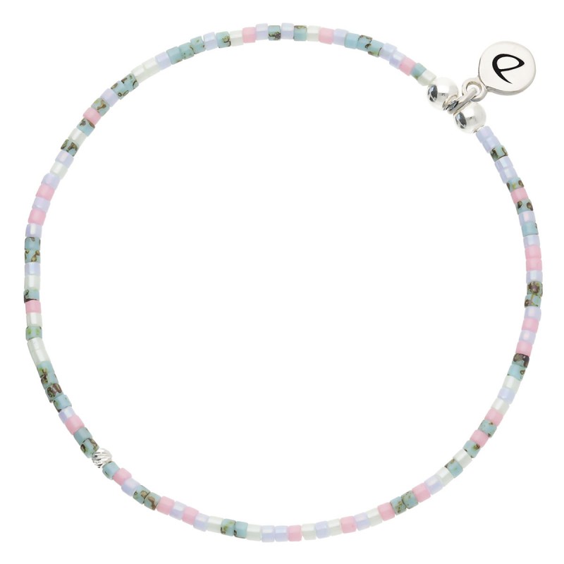 Bracelet élastique LE MIYUKI en Argent - Perles bleu rose DORIANE BIJOUX