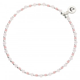 acelet élastique GRAIN DE FOLIE en Argent - Perles Rose pastel Corail DORIANE BIJOUX