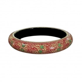 Bracelet Jonc en papier mâché ASHA NECTARINE - Motifs floraux brillants - FEEKA