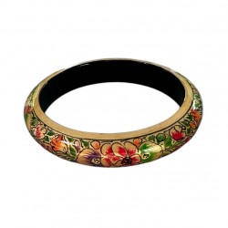 Bracelet Jonc ASHA GINGER doré - Motifs floraux multicolores - FEEKA
