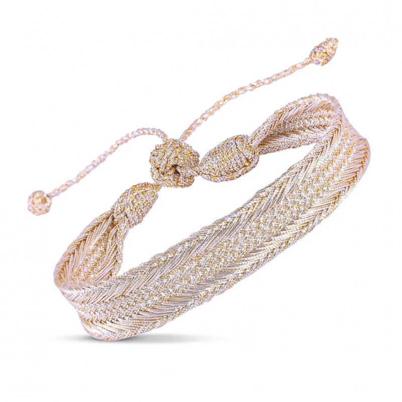 Bracelet NERRY Gold & Silver - fils d'or tressés argent doré - MAAYAZ Bracelet NERRY Gold & Silver - fils d'or tressés argent doré - MAAYAZ