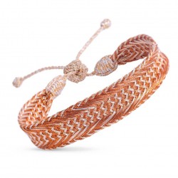 Bracelet NERRY Peach Silver Apricot - fils d'or tressés - MAAYAZ