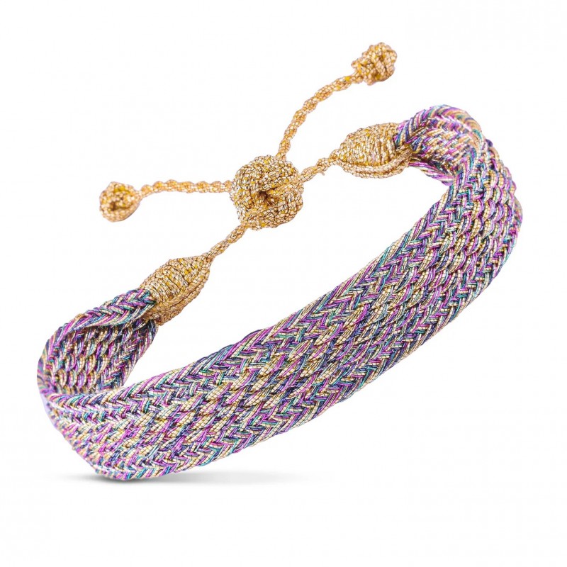 Bracelet IZY N°1 Gold Plum - fils d'or tressés - MAAYAZ