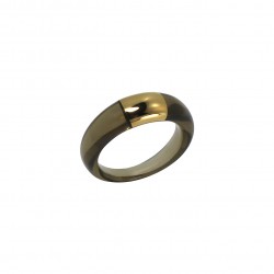 Bague SMOKY résine GRISE - Décor doré - Lucas Jack London