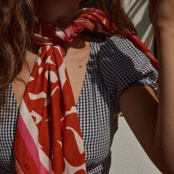 Foulard en voile de coton 1m x 1m - ESTEREL TERRACOTTA
