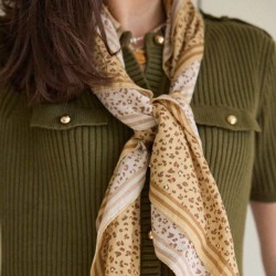 Foulard en voile de coton 1m x 1m - LEOPARD SABLE