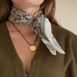Petit Foulard en voile de coton 60 cm x 60 cm - BLOOM SAUGE