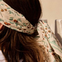 Petit Foulard en voile de coton 60 cm x 60 cm - BOHEME ROSE POUDRE - Gabrielle Paris