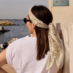 Petit Foulard en voile de coton 60 cm x 60 cm - BOHEME ROSE POUDRE