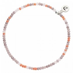 Bracelet élastique INDIEN en argent - Rose Violet - DORIANE BIJOUX