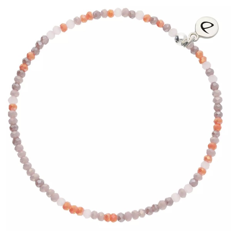 Bracelet élastique INDIEN en argent - Rose Violet - DORIANE BIJOUX