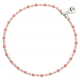Bracelet élastique GRAIN DE FOLIE en Argent - Rose Corail - DORIANE Bijoux