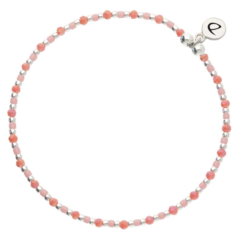 Bracelet élastique GRAIN DE FOLIE en Argent - Rose Corail - DORIANE Bijoux Bracelet élastique GRAIN DE FOLIE en Argent - Rose Corail - DORIANE Bijoux
