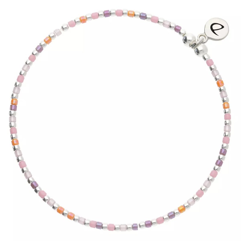 Bracelet élastique GRAIN DE FOLIE en Argent - Rose Violet - DORIANE Bijoux Bracelet élastique GRAIN DE FOLIE en Argent - Rose Violet - DORIANE Bijoux