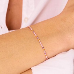 Bracelet élastique GRAIN DE FOLIE en Argent - Rose Orange Violet TAILLE S
