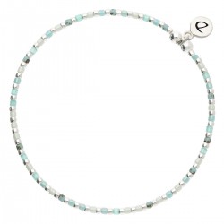 Bracelet élastique GRAIN DE FOLIE en Argent - Vert Turquoise - DORIANE Bijoux