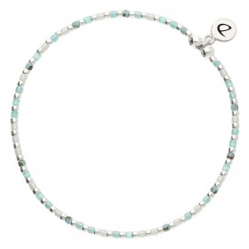 Bracelet élastique GRAIN DE FOLIE en Argent - Vert Turquoise - DORIANE Bijoux