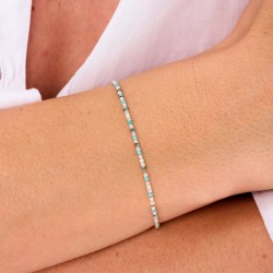 Bracelet élastique GRAIN DE FOLIE en Argent - Vert Turquoise TAILLE L