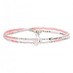 Bracelet 2 tours élastique SPRING en argent - Rose pastel Corail - DORIANE Bijoux