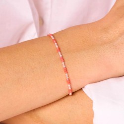 Bracelet élastique NUSA en argent - Perles Corail TAILLE S