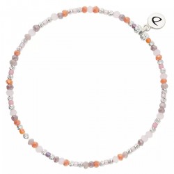 Bracelet élastique INDIEN NUSA en argent - Rose Violet - DORIANE Bijoux