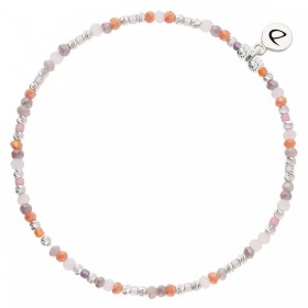 Bracelet élastique INDIEN NUSA en argent - Rose Violet - DORIANE Bijoux