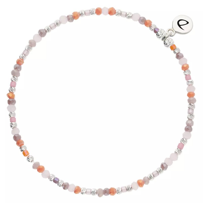 Bracelet élastique INDIEN NUSA en argent - Rose Violet - DORIANE Bijoux