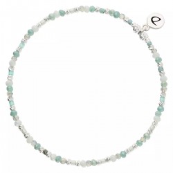 Bracelet élastique INDIEN NUSA en argent - Vert Turquoise - DORIANE Bijoux
