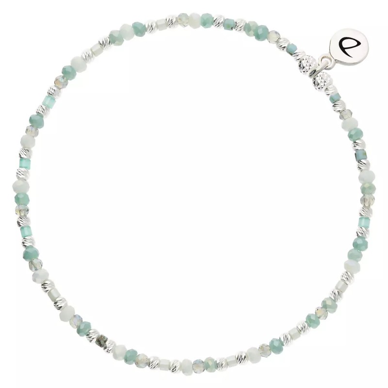 Bracelet élastique INDIEN NUSA en argent - Vert Turquoise - DORIANE Bijoux