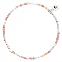 Bracelet élastique L'ETOILE BOHEME en argent - Rose Violet - DORIANE Bijoux