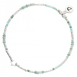 Bracelet élastique L'ETOILE BOHEME en argent - Vert Turquoise - DORIANE Bijoux
