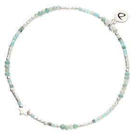 Bracelet élastique L'ETOILE BOHEME en argent - Vert Turquoise - DORIANE Bijoux