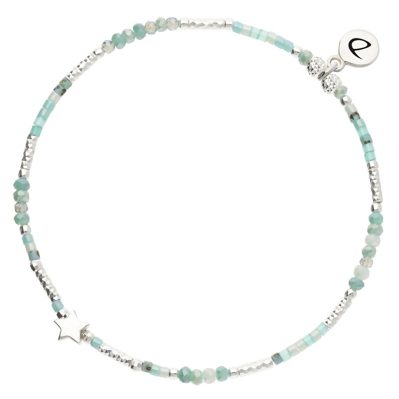 Bracelet élastique L'ETOILE BOHEME en argent - Vert Turquoise - DORIANE Bijoux