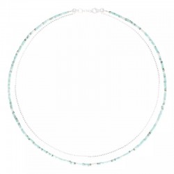 Collier double rangs LE MIYUKI - Chaîne fine argent & Miyukis Vert Turquoise - DORIANE Bijoux
