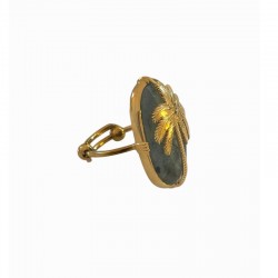 Bague ajustable PALMIER en Argent - Pierre Labradorite ovale