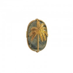Bague ajustable PALMIER en Argent - Pierre Labradorite ovale - Au Fil De Lo