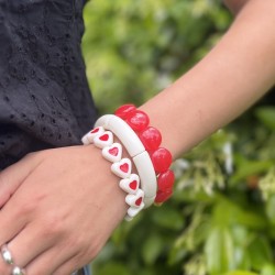 Bracelet jonc élastiqué ECRU - UNI brillant